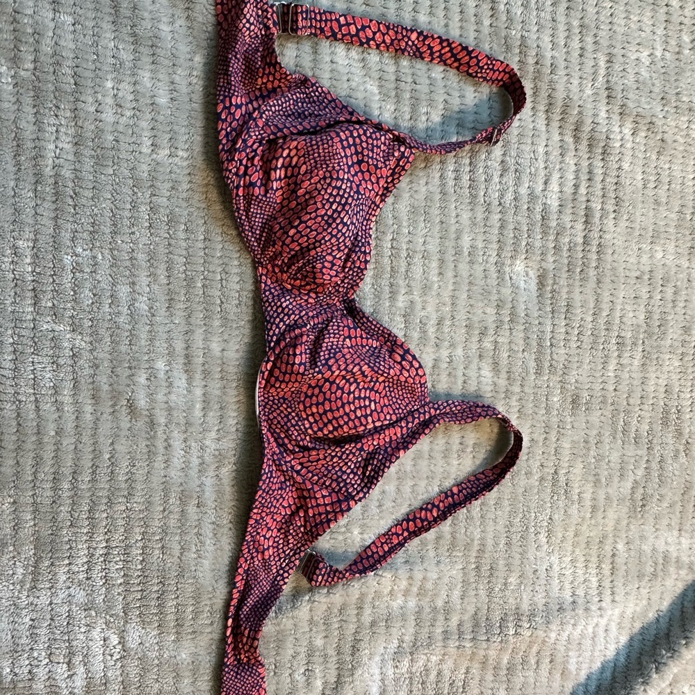 Title Nine Red and Black Bikini Top